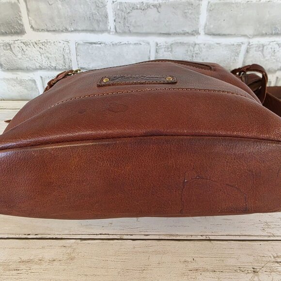 Lucky Brand Brown Leather Boho Slouchy Bag Crossbody Rustic Distressed - Picture 8 of 11